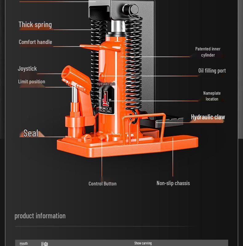 Heavy-Duty Hydraulic Claw Jack with Duckbill Lift, 5/10 Ton Capacity, Up To 30 Tons