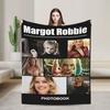 Margot Robbie Collage Bedding Throws Cozy Graphic Blanket For Living Room Picnic Flannel Bedspread Bed Cover