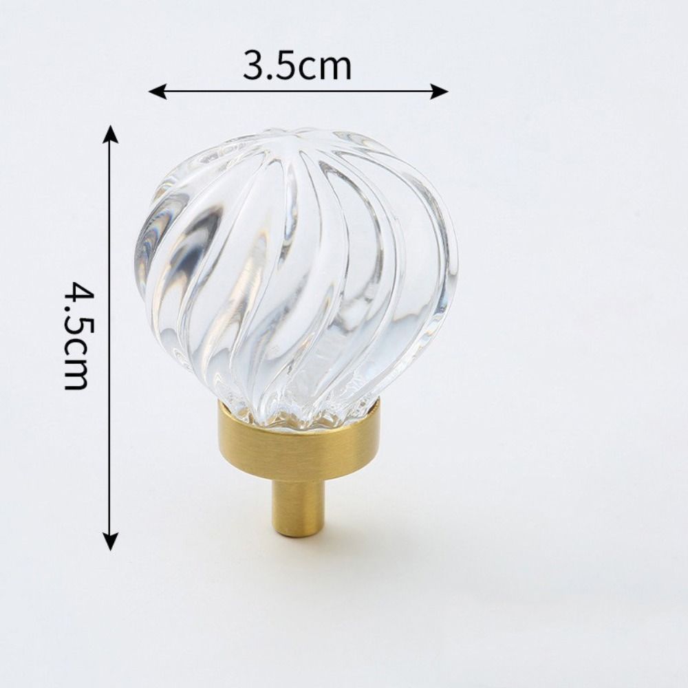 Gold Base Kitchen Cabinet Knobs Champagne / Transparent Wardrobe Handles Cabinet Door
