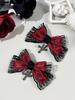 2 Pieces Dark Black Gothic Beaded Velvet Lace Ribbon Cross Accessory for Women's Hair Decoration Hair Clip