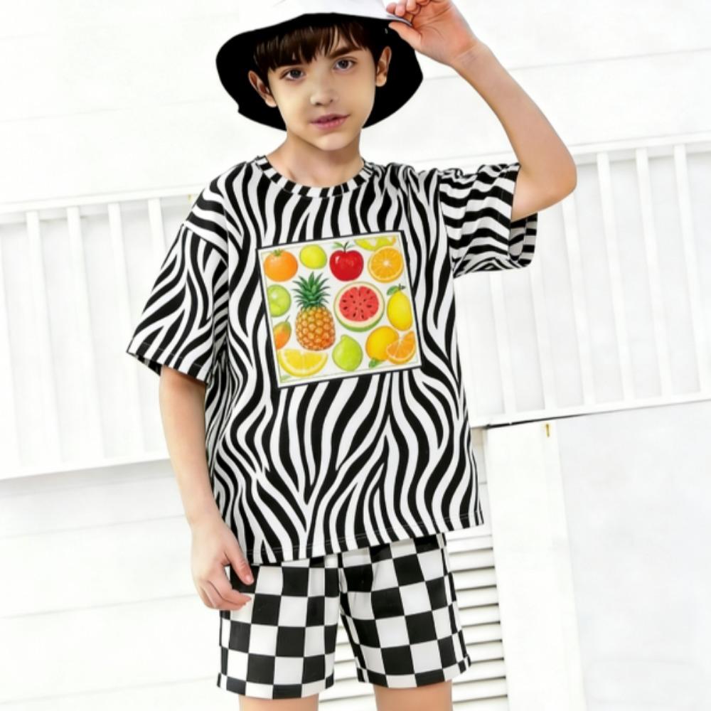 Fashion Zebra Color 67 Printed Summer Men's T-shirt and Shorts 2 Piece Set Summer Casual Outfit for Men's and Women's Clothing