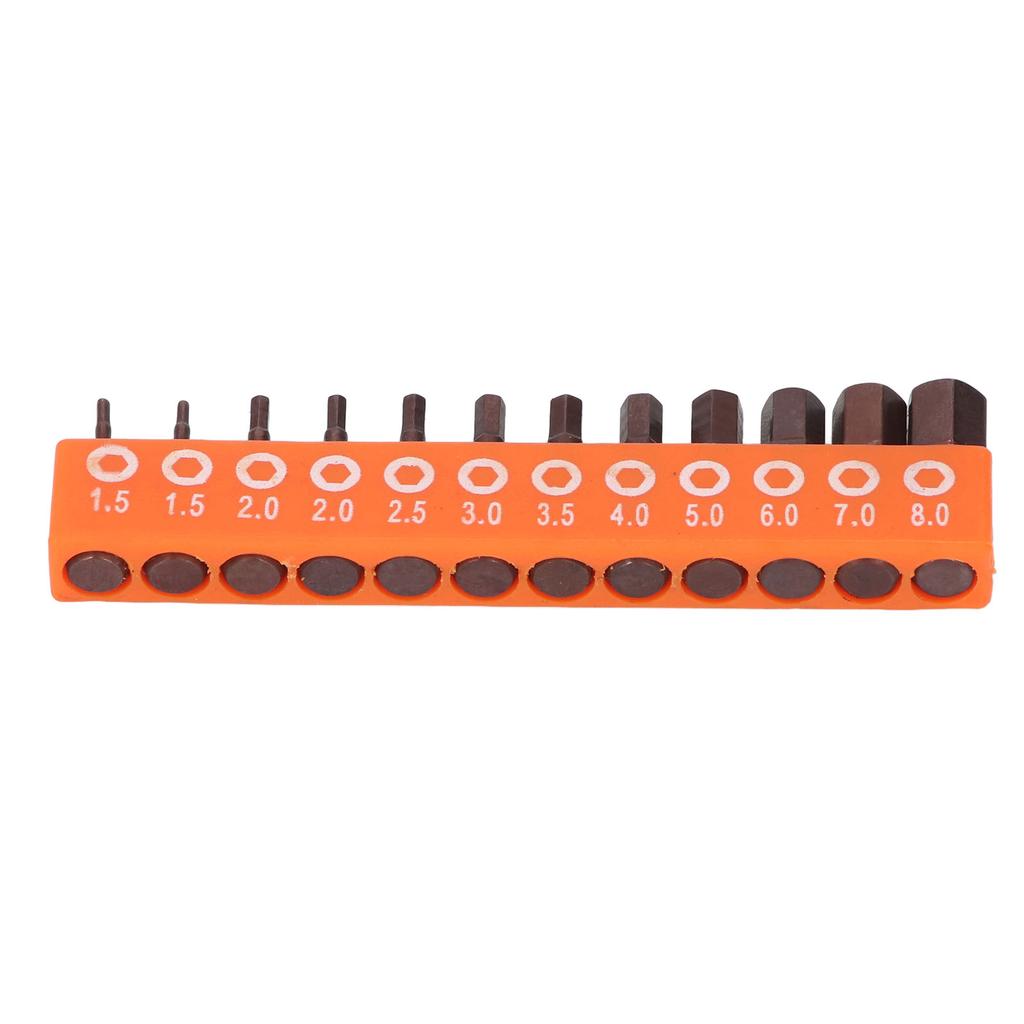 12Pcs Hex Bit Set Metric 1/4 Shank for Drill Electric Screwdriver S2 Alloy Steel 25mm with Storage H