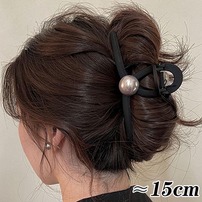15cm Svart Oversized Hårklemme: High-End Matt Hårklype for Voluminøse Frisyrer