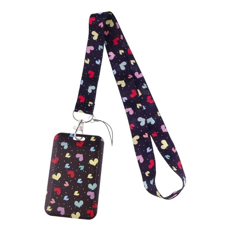 Lanyard mit Kartenetui Herzmuster ABS Kartenhalter Handy-Lanyard Kartenhülle für Arbeit Ausweishalter Buskarte Schlüsselzubehör