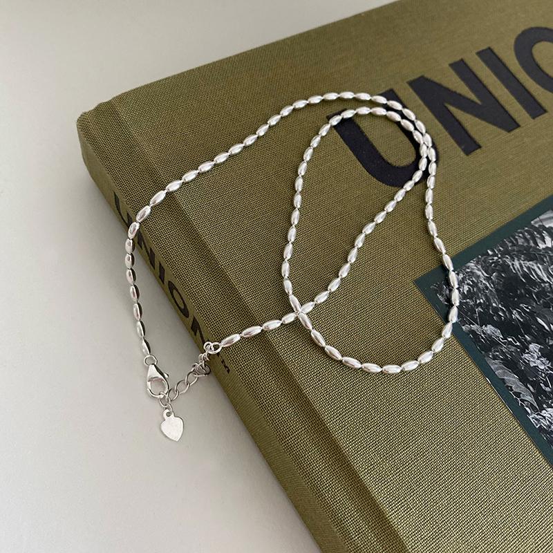 S925 Silver Necklace Simple Beads Choker Shiny Delicate Collarbone Chain For Women Girls Wedding Gift Fine Jewelry