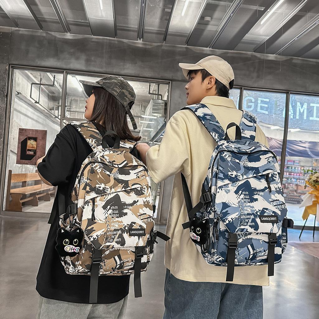 Schoolbag Graffiti School Bag for Boys Junior High School Students High School Students Backpack for Men Fashion Trend High School Students Backpack