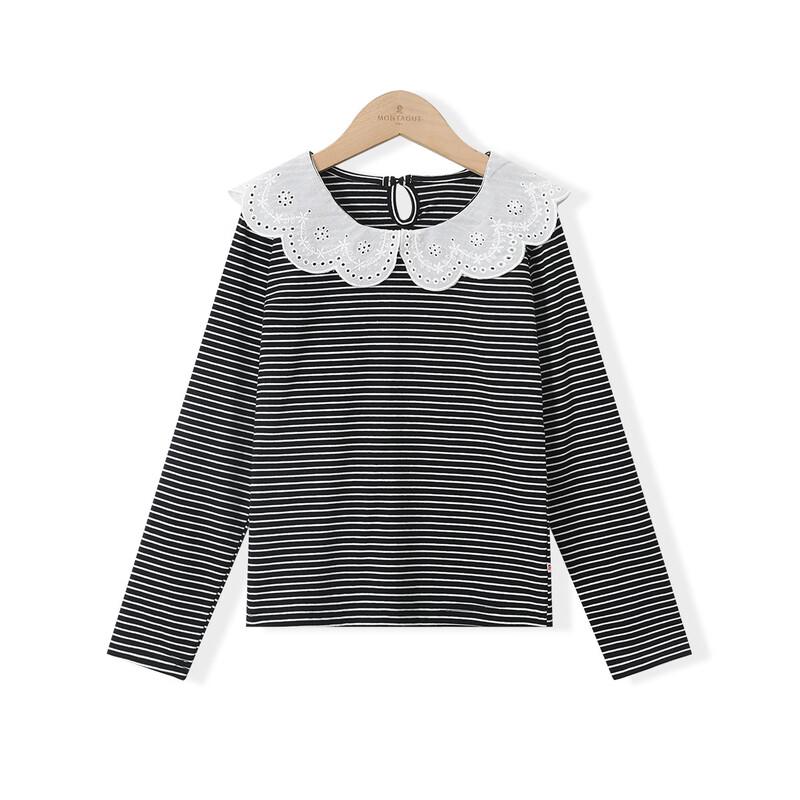Montagut Girls' Doll Collar Long Sleeve T-Shirt