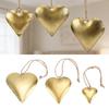 3 st Hjärtformade Dekorativa   3D Metall Mässing Vintage Hängande Prydnad Alla Hjärtans Dag Dekoration Väggkonst med Rep för Hem Inomhus Utomhus