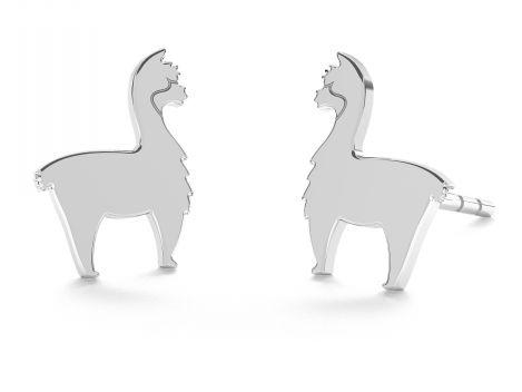 Silberne Ohrringe Lamas Alpakas Damen Stecker Bleche Lama Alpaka Silber 925 gray