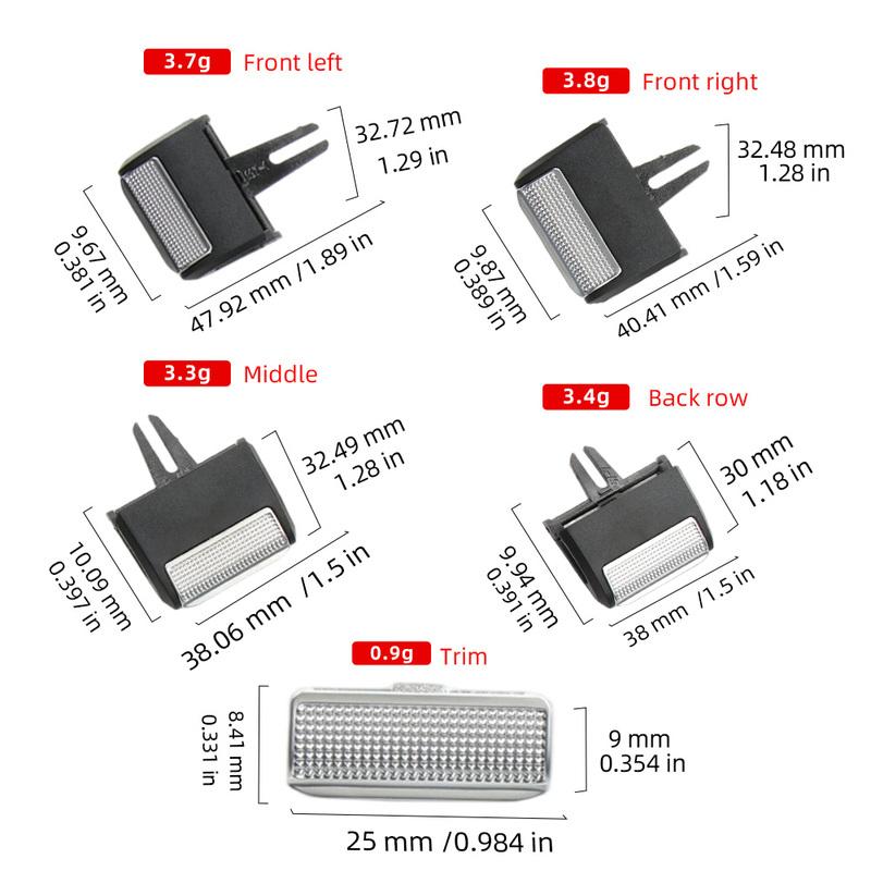 1678307801 -2025 Car Front Rear AC Vent toggle Grille Clip Slider Replace For Mercedes Benz GLE GLS W167 1678301300