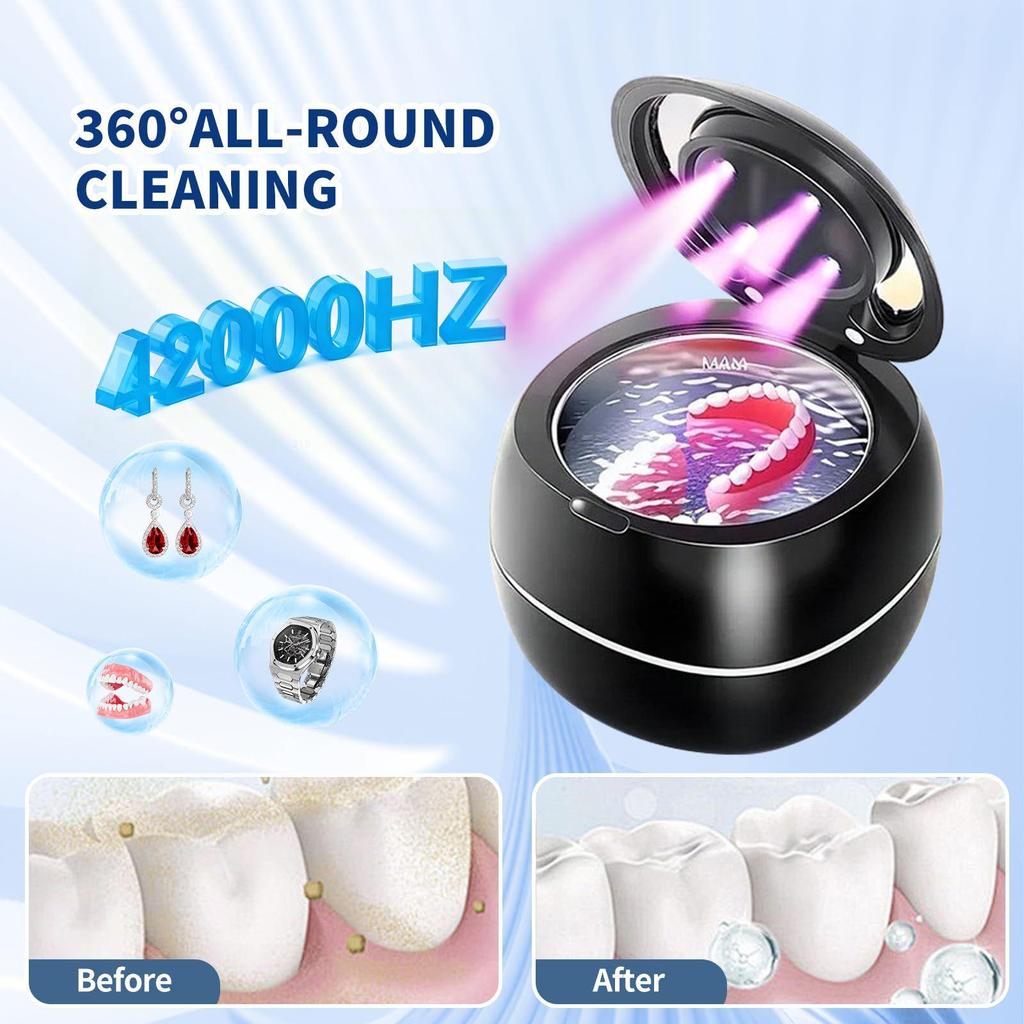 Ultrasonic Multi-functional Denture & Jewelry Cleaner with Purple Light, 180ml Capacity