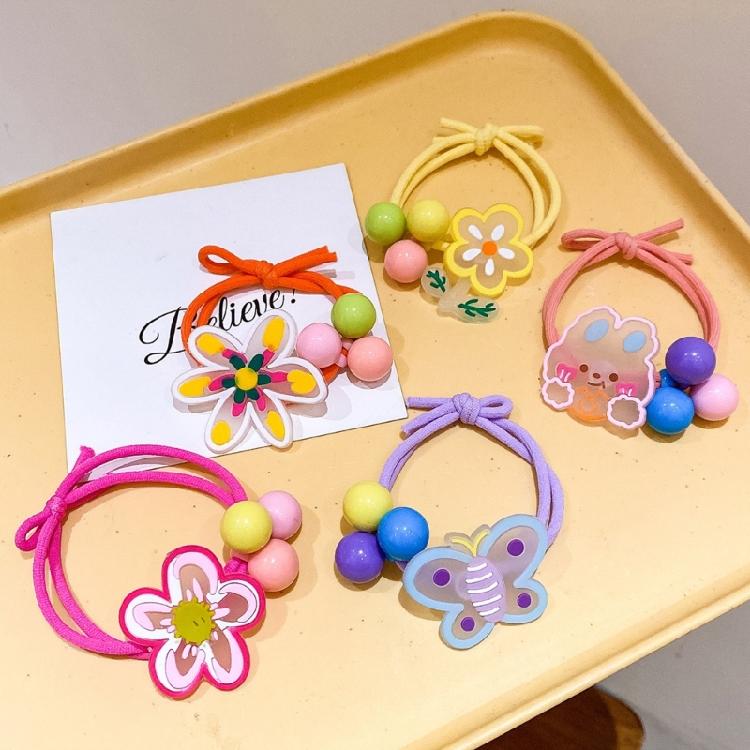 Süßes Blumen-Haarband-Set für Kinder Mädchen Schönes Haarseil Elastische Haargummis 5 Stück