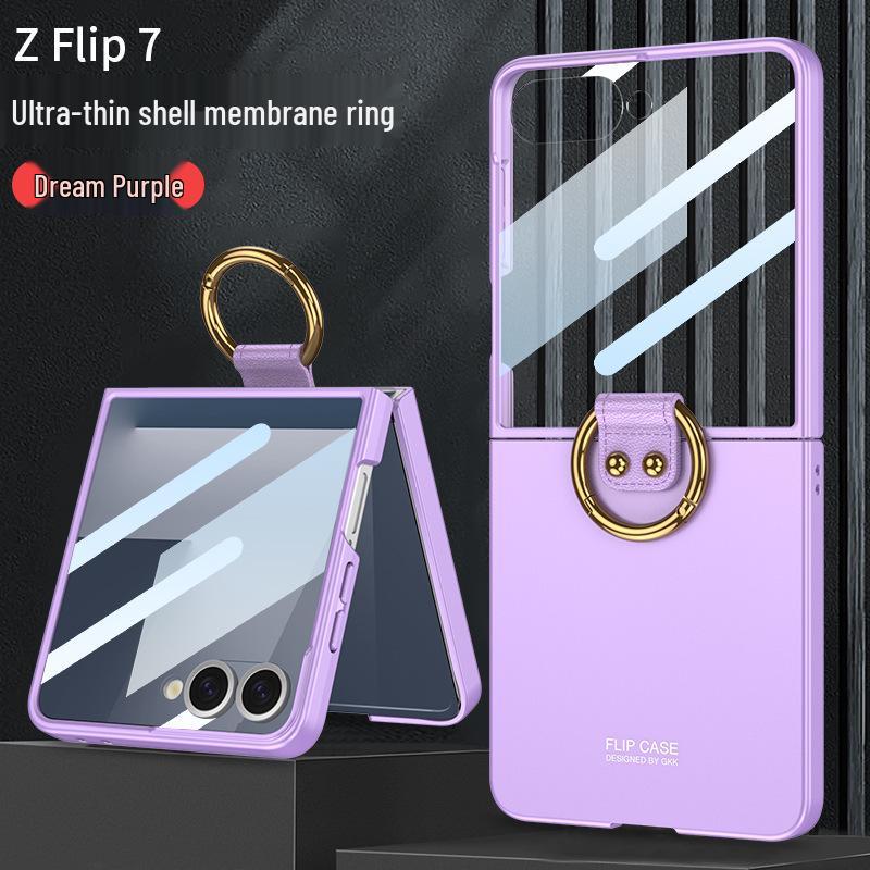 Samsung Z Flip7 Frosted Ring Hard Shell Case: High-End, Integrated Screen Protection