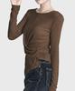 Keulleiseu Side Button Shirred Cross T-Shirt_Gray