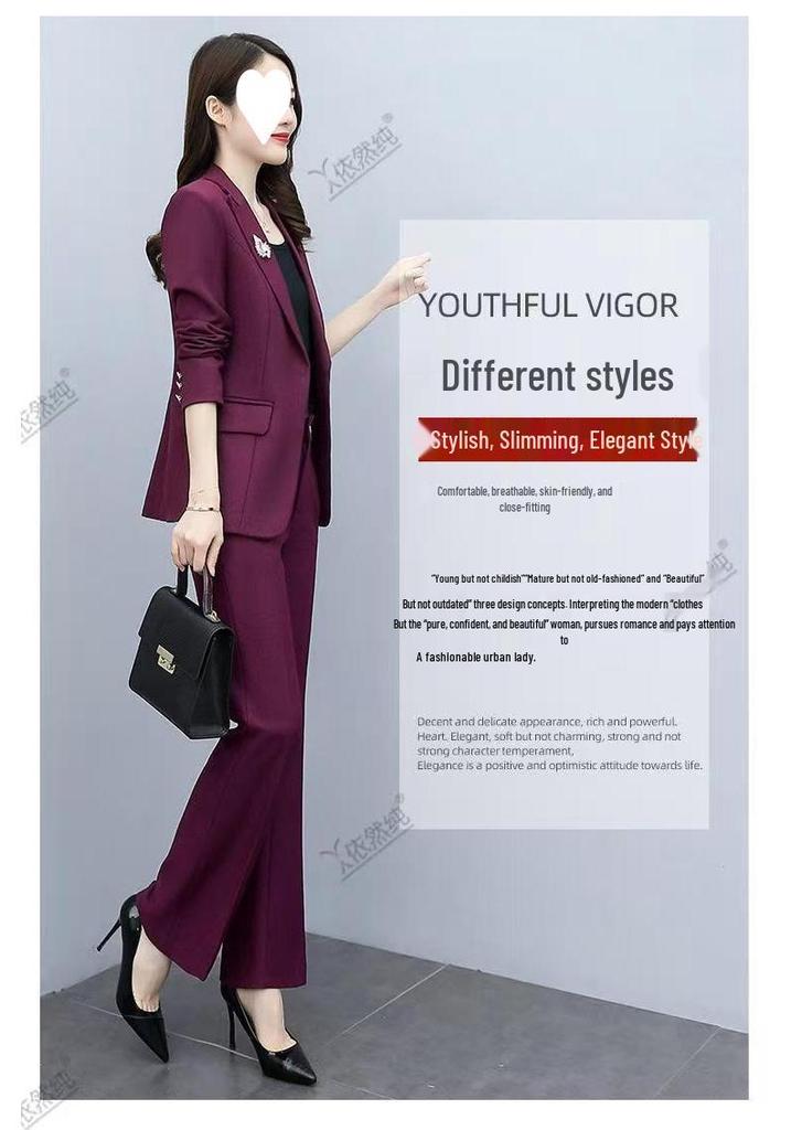 Spring 2025 Slim Fit Fashion Suit: Women's Two-Piece Set with Micro Flare Pants