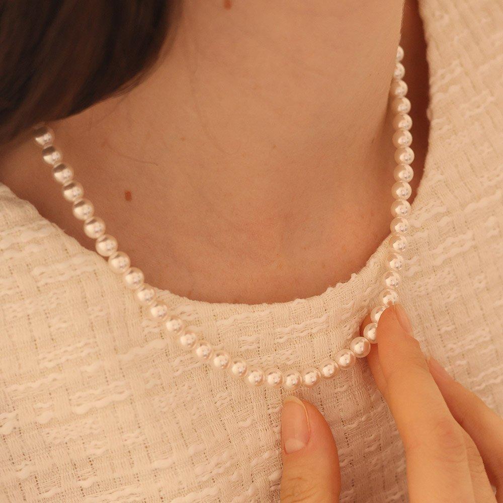 [Magnet One-Touch] Ballerina Necklace_6mm Pearl