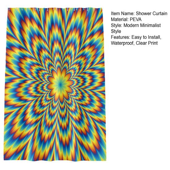 Waterproof Shower Curtain with Grommets Hooks Machine Washable Home Hotel Bathroom Bathtub Visual Vortex Fabric Shower Curtain