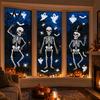 Wear-resistant Glass Cling 3Pcs Halloween Skeleton Stickers, Waterproof PVC Window Clings, Static Decals, Durable Removable Stickers for Home