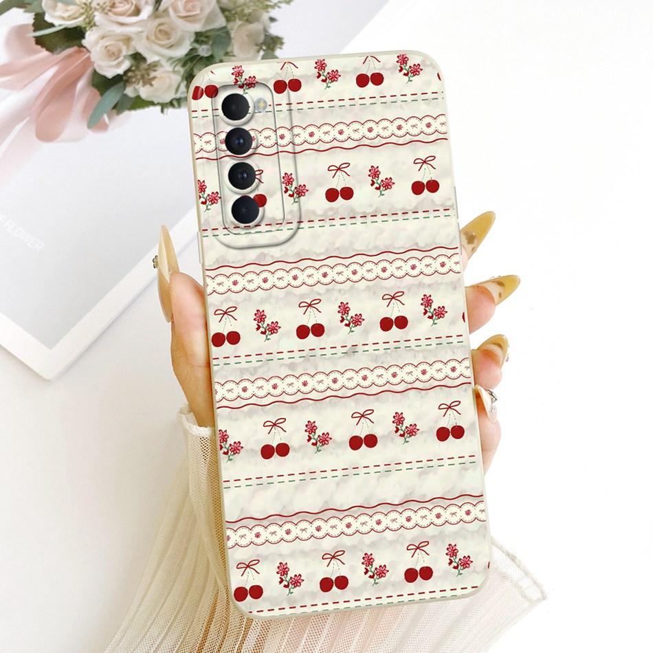 For OPPO Reno4 Pro / Reno4 Cute Cat Flower Cartoon Phone Case For Oppo Reno 4 4Pro 4G Shockproof Soft Silicone Bumpers