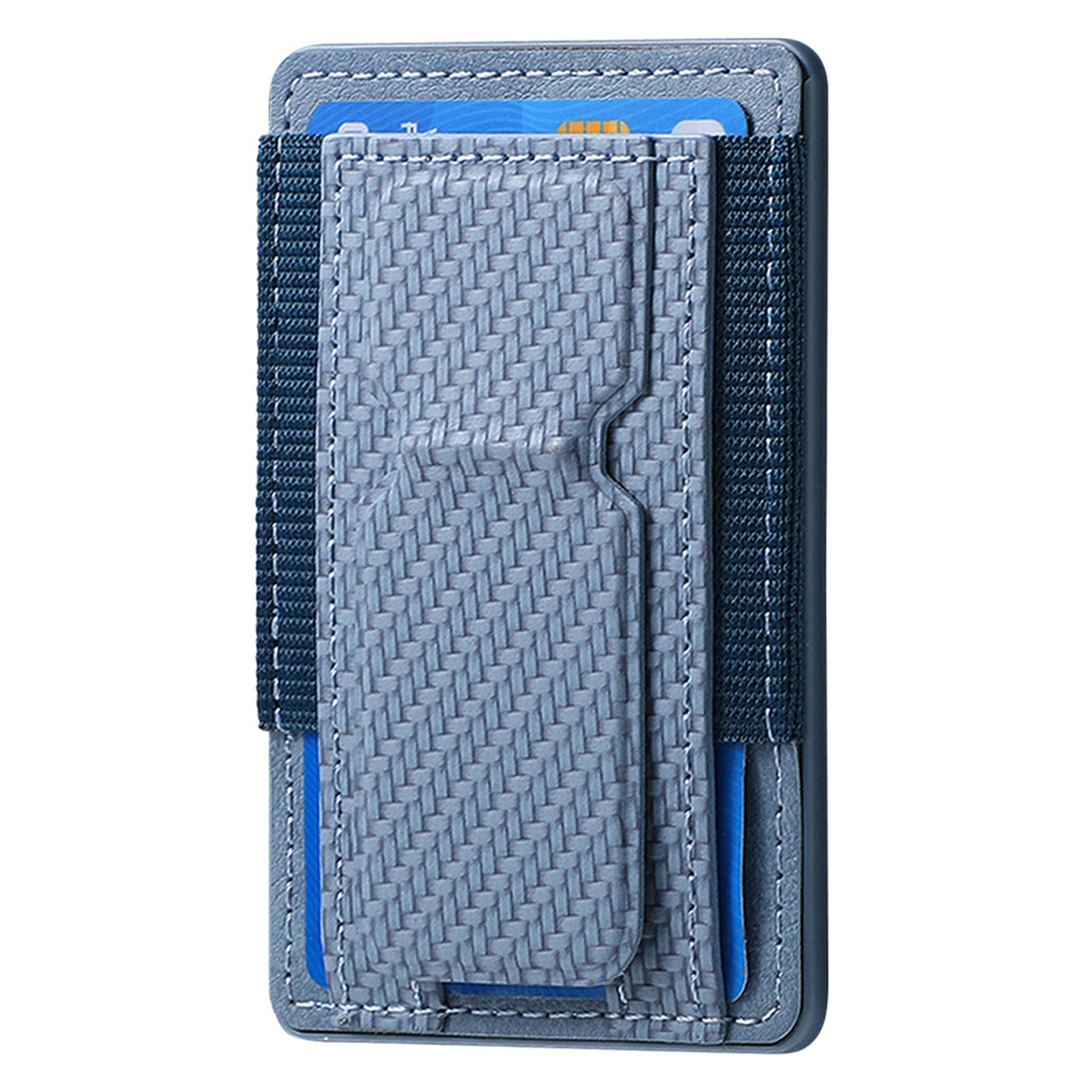 

KB-60 Phone Card Holder Carbon Fiber Texture Metal Folding Kickstand Card Bag Apricot