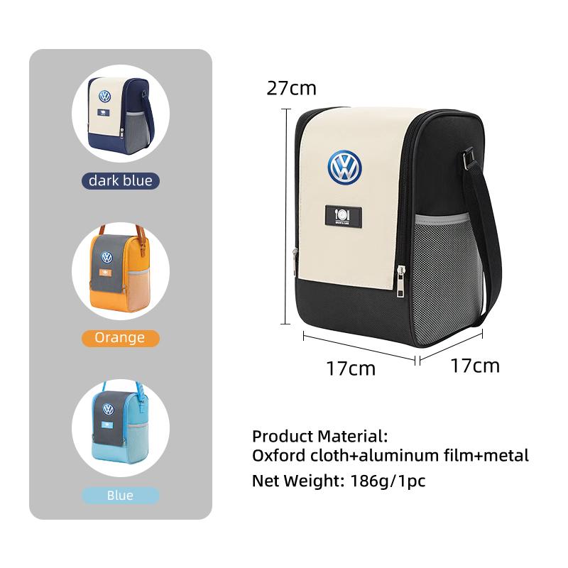 RUN1 Portable Thermal Lunch Bag Food Box with Shoulder Strap Waterproof For Volkswagen VW Scirocco Jetta Beetle Golf Passat Tiguan