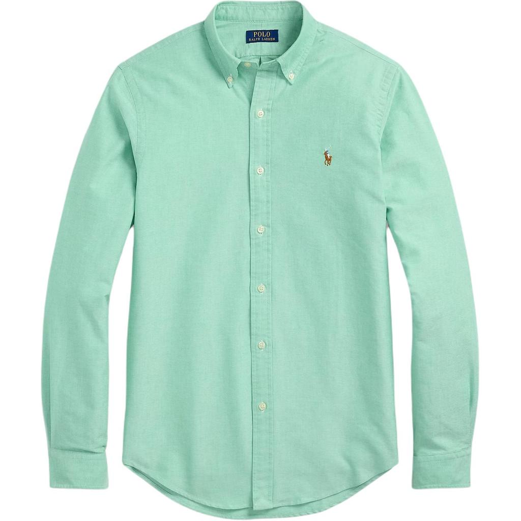 Polo Ralph Lauren Logo Vyšívaná Košile s Dlouhým Rukávem Volného Střihu na Knoflíky Pánské košile Smaragdová 710792161017
