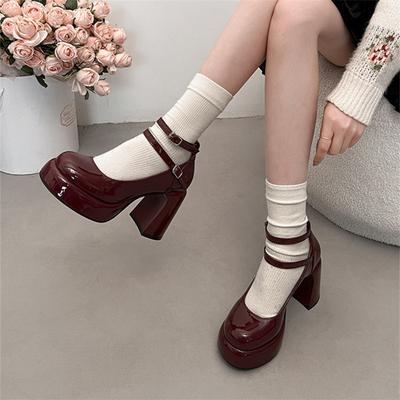 Chaussures Mary Jane pour femmes, chaussures de créateur à plateforme, élégantes, à double boucle, à talons épais, escarpins habillés pour dames, chaussures de fête à talons hauts
