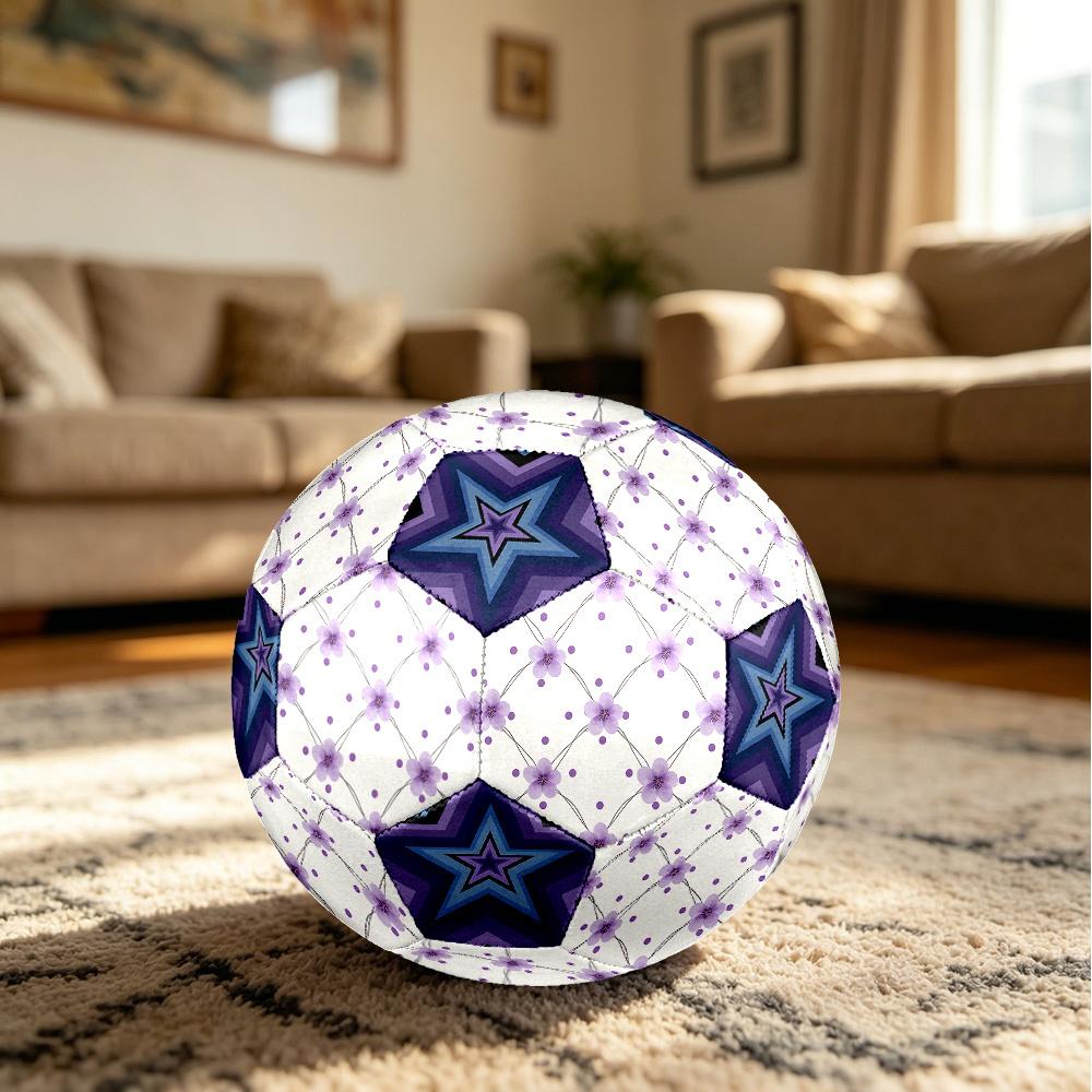 1PC Purple Floral Abstract Star Soccer Ball Size 5 Football Machine Sewn Indoor/Outdoor Universal Football A99
