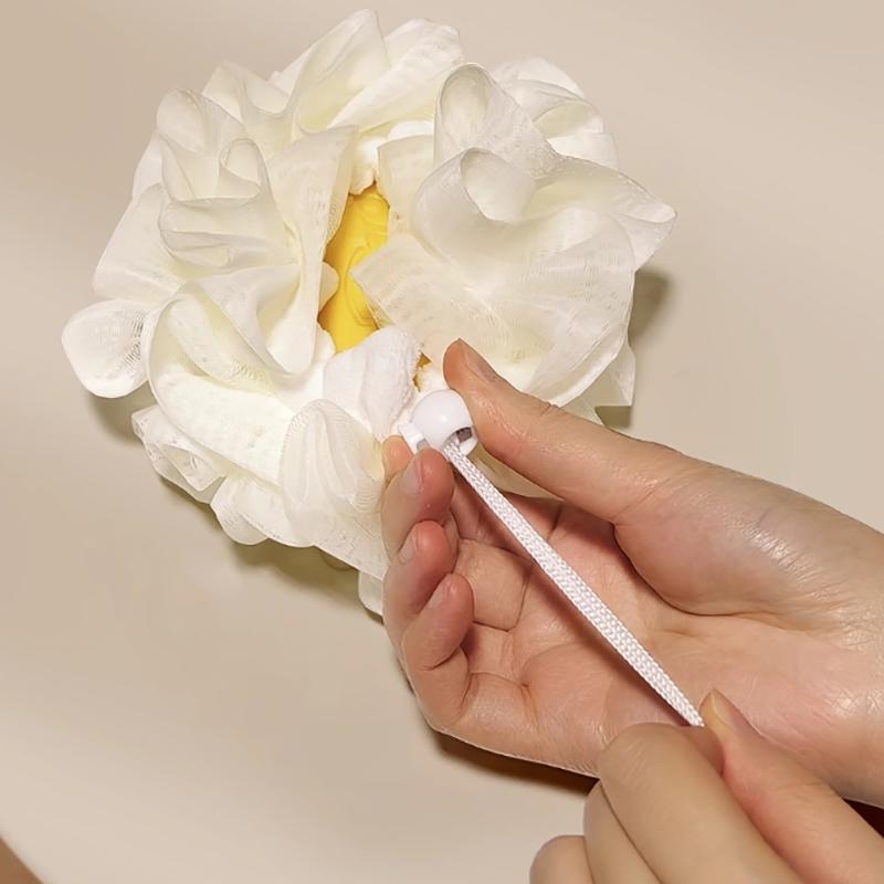 2-In-1 Bath Ball Towel Loofah With Drawstring Closure For Soap Soft Exfoliating Mesh Shower Sponge Body Skin Care Bathing Tools
