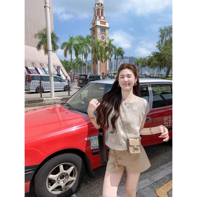 Women s Elegant Hollow Design Short Sleeve Top S