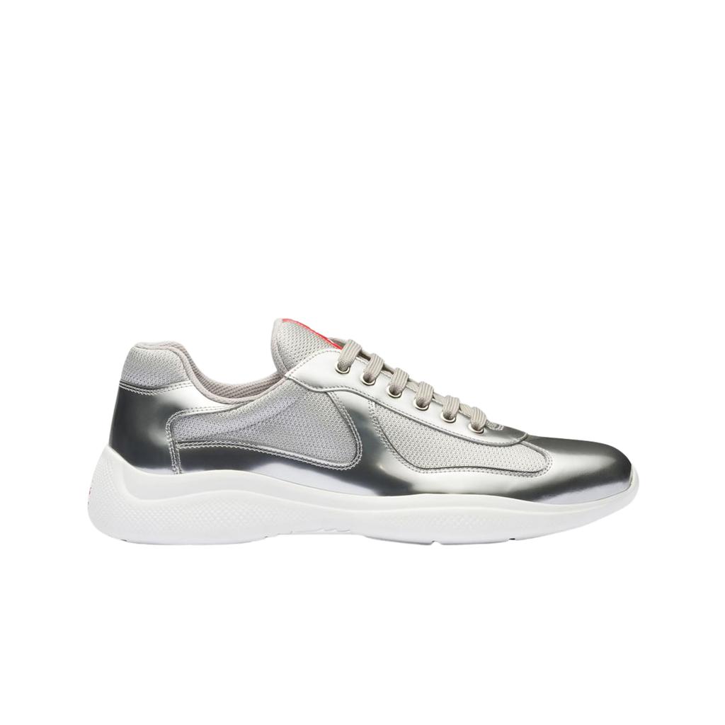 Prada America's Cup Metalic Leather And Bike Fabric Sneakers Sliver
