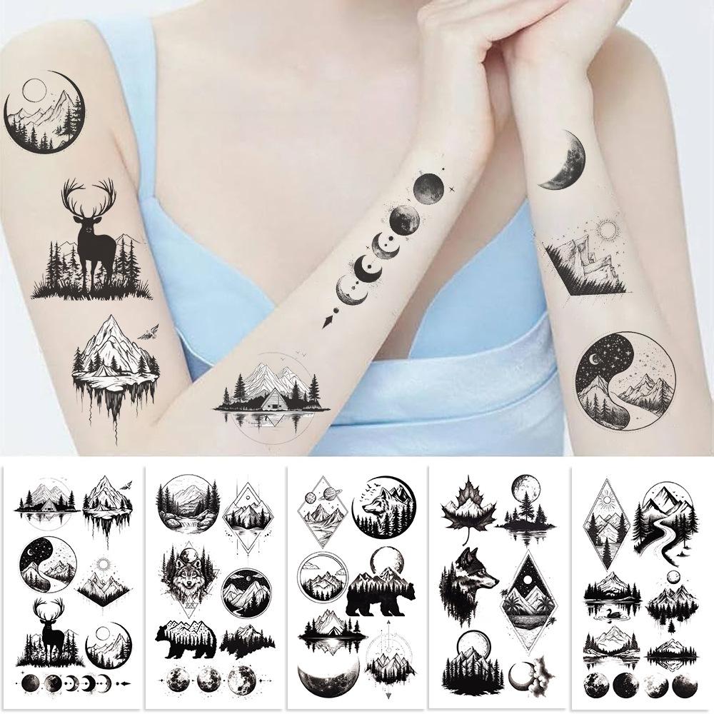New Black and White Outdoor Camping Tattoo Stickers Waterproof Party Party Gift Funny Face Stickers