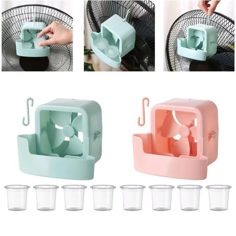 Portable Electric Fan Cooling Storage Box Hanging Fan Cooling Tool With 4 Cups Cooling Box Fan Cooler Refrigeration Accessories