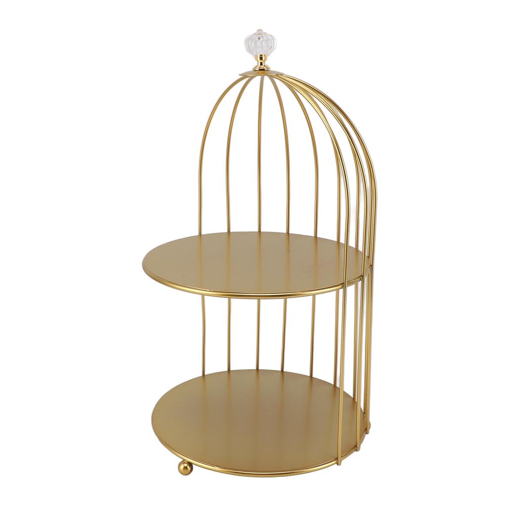 Bird Cage Cosmetic Organizer Gold Space Saving Iron Unique Multifunctional Birdcage Makeup Display