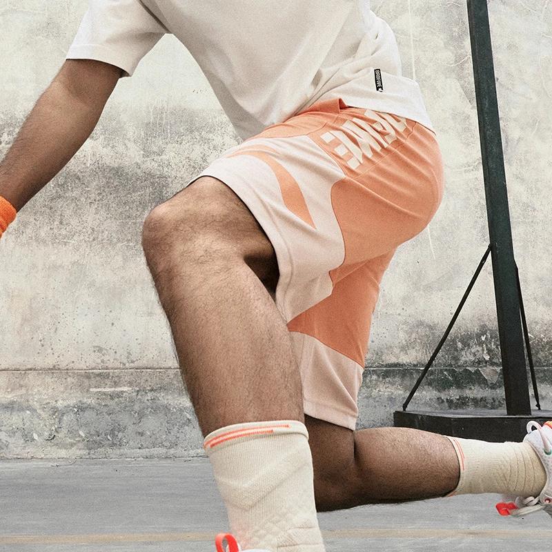 Li-Ning Badfive Series Letter Print Spliced Elastic Waist Straight Leg Quick Dry Track Training Shorts Men Bottoms AAPT045-6