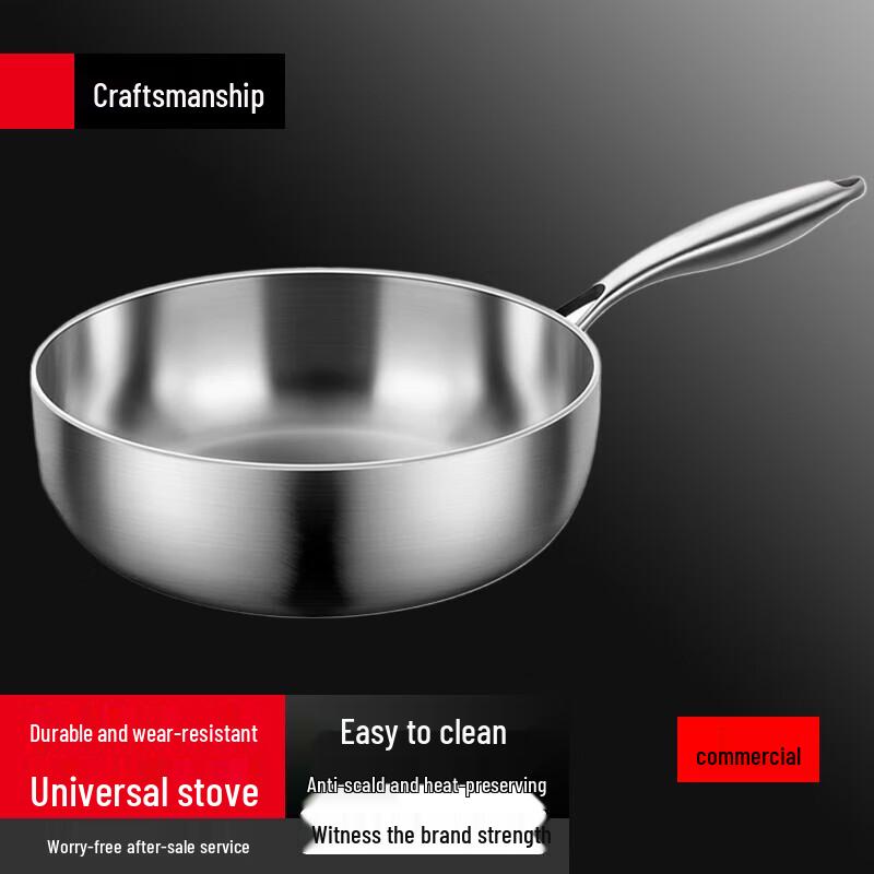 Yingbai 28CM 316 Stainless Steel Non-stick Induction Wok with Lid