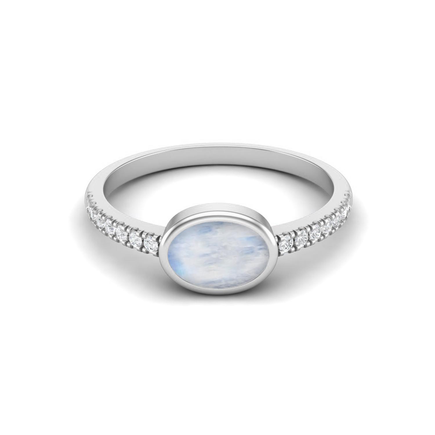 7X5 MM Oval Cut  Moonstone 925 Sterling Silver Solitaire Women Proposal Ring 10 белый