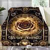1PC Custom Name Golden Rose Romance flannel blanket versatile,all-season throw suitable for the living room,bedroom,camping,travel,and gift