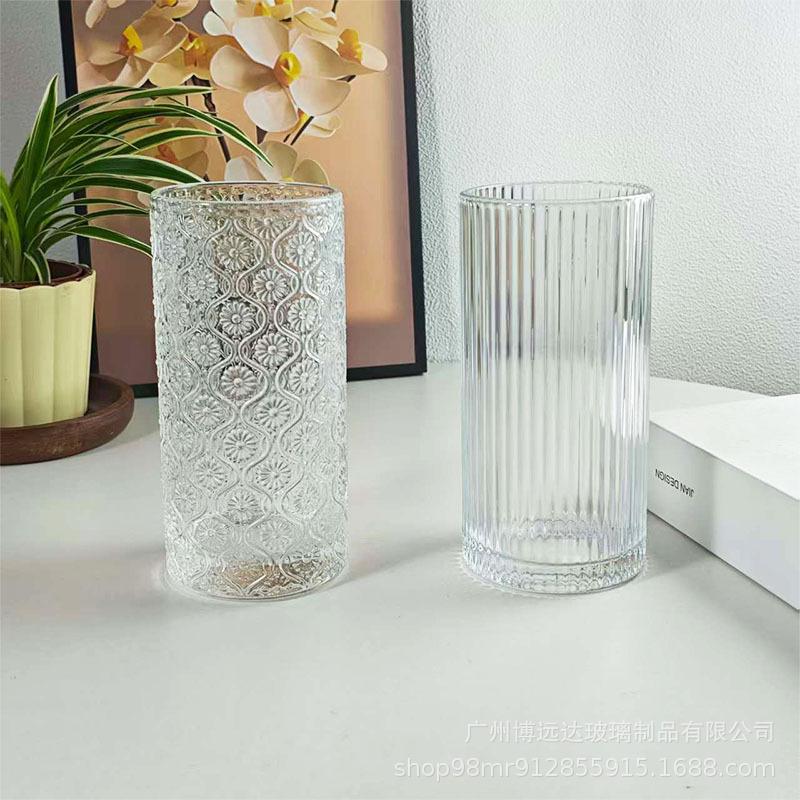 Ins Style Striped Glass Cup: American Coffee, Latte, Juice, Cold Drink, Milk, Breakfast Cup