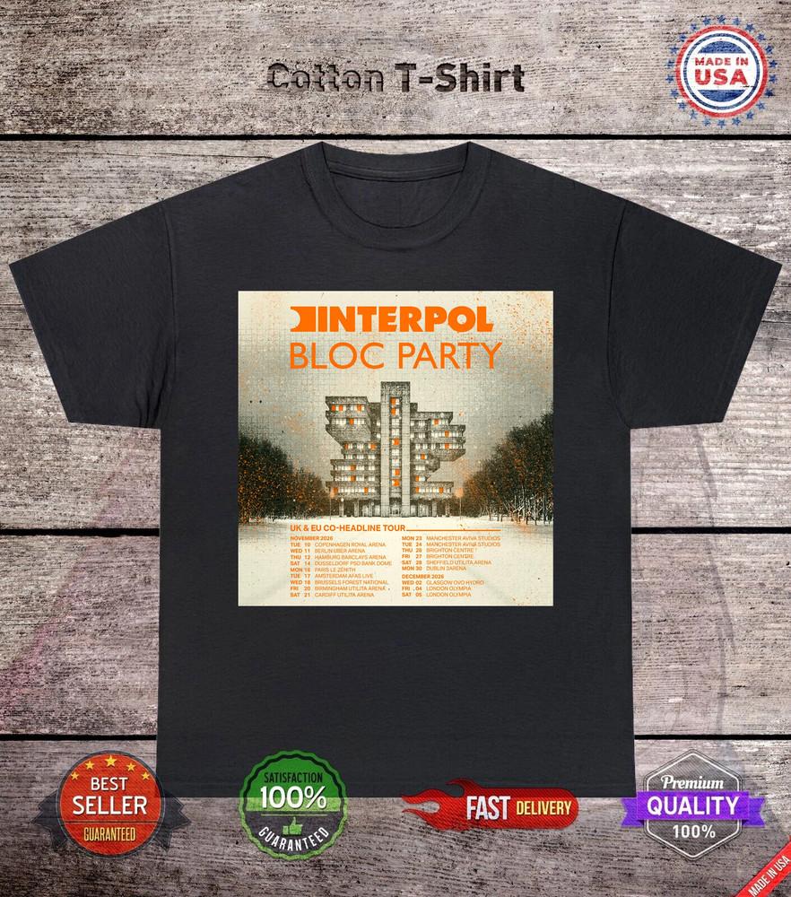Interpol and Bloc Party European Tour 2026 Gift For Fan T-shirt MD1364 Unisex T-Shirt M