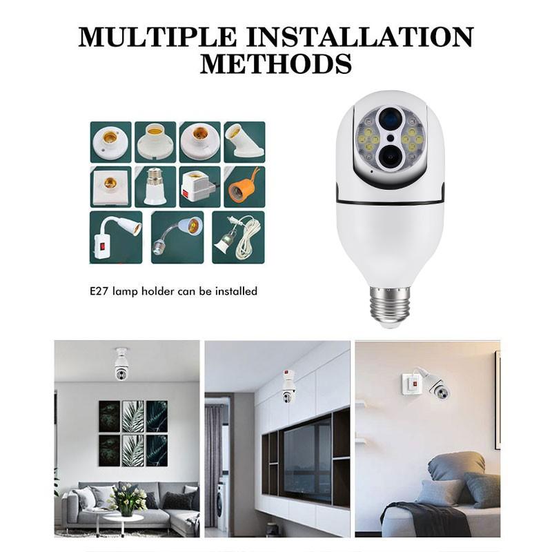 12led 4mp Panoramic Camera E27 24g Surveillance 10x Hybrid Zoom E27 Bulb Camera Home Indoor Security Camera Netcam