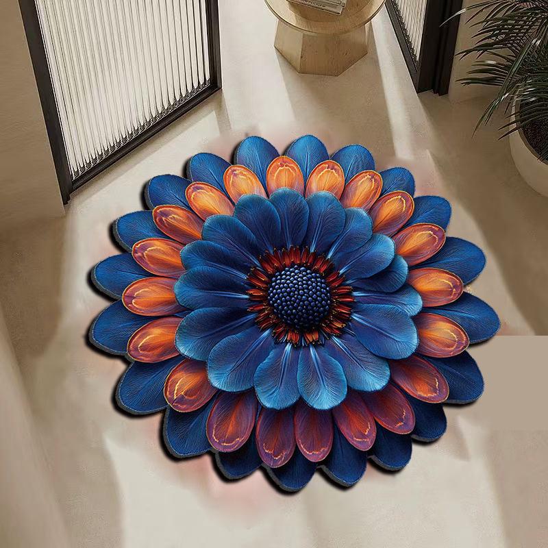 3D Floral Diatomaceous Earth Absorbent Non-Slip Floor Mat for Bathroom, Entrance, Sofa, Bedroom.
