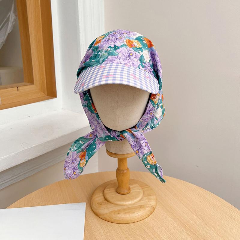 French Retro Literary Printing Headscarf Caps For Women Spring And Summer Outdoor Shopping Po Seaside Vacation Sun Hat
