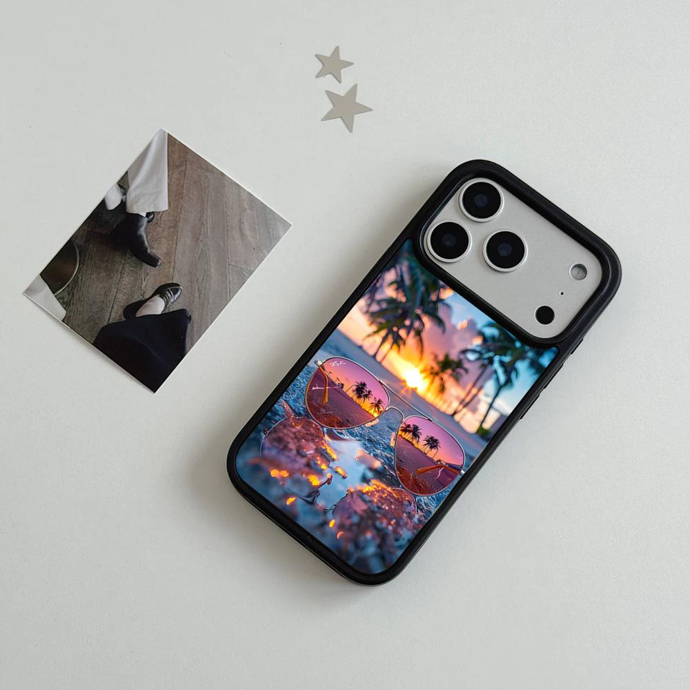 Summer Beach Scene At Sunset On Sea Palm Tree Clear Phone Case For IPhone 17 Air 16 15 14 Plus 13 12 11 Pro Max Dual Tone Hard