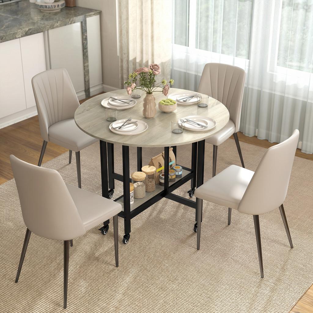 Folding Table Table With Folding Function And Open Shelf Mobile Kitchen Table For Dining Room Small Rooms Natural