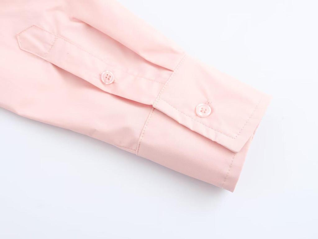 2025 Spring Women's European & American Style Casual Loose Long-Sleeve Cotton Shirt with Turn-Down Collar