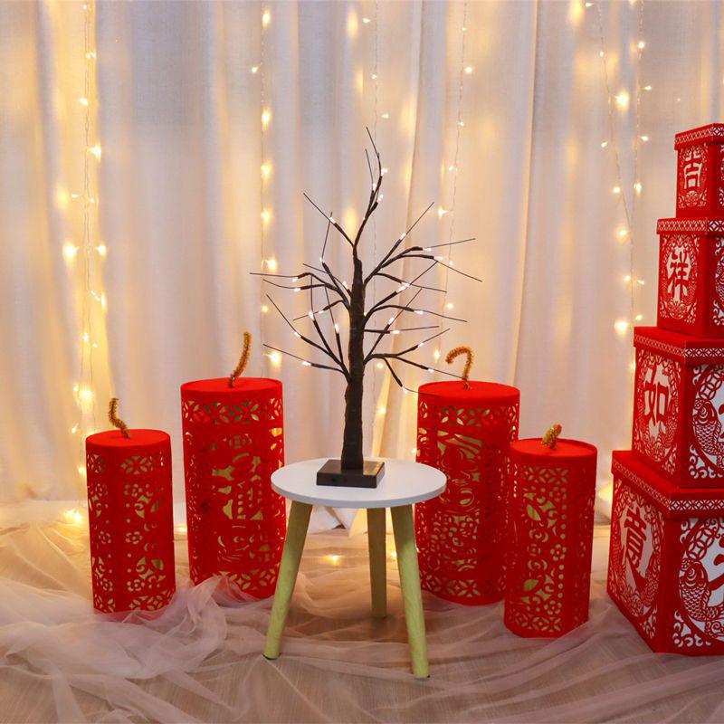Chinese New Year Festive Decorations: Red Packet Tree & Lanterns for Home and Living Room