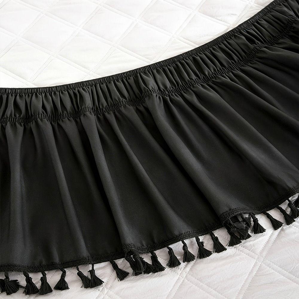 Solid Color Bed Skirts Fade Resistant Bed Cover Protector Bed Ruffles Wrap Bedding Accessory
