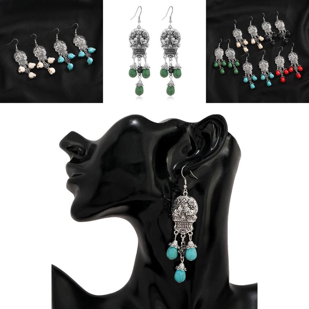Vintage Style Skeleton Drop Earrings With Electroplated Finish For Women Party Wear