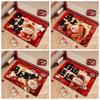 Cute Horse Pattern New Year Door Mat Non-slip Bath Mat Red Soft Blanket Home Decorations